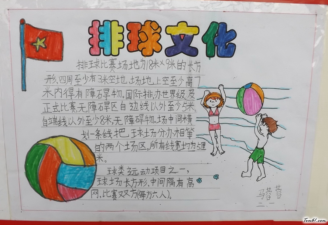 小学二年级排球文化手抄报版面设计图图片1