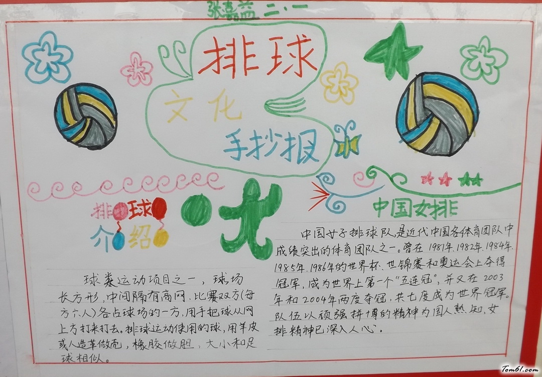 小学二年级排球文化手抄报版面设计图4图片1