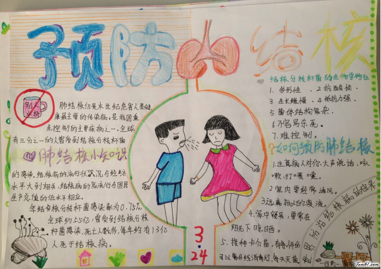 六年级预防肺结核手抄报版面设计图图片1