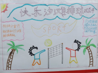 快乐沙滩排球2014手抄报版面设计图