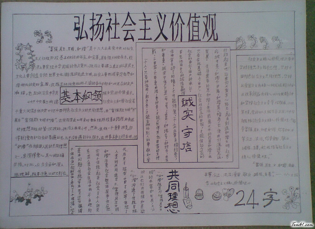 弘扬社会主义价值观手抄报版面设计图图片1