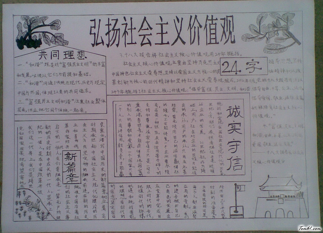 弘扬社会主义价值观手抄报版面设计图2图片1