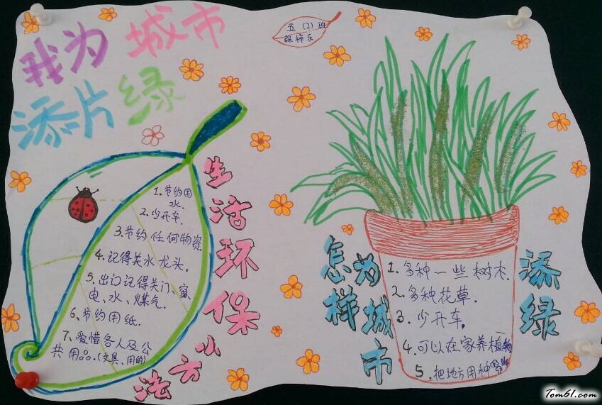 五年级我为城市添片绿手抄报版面设计图图片1