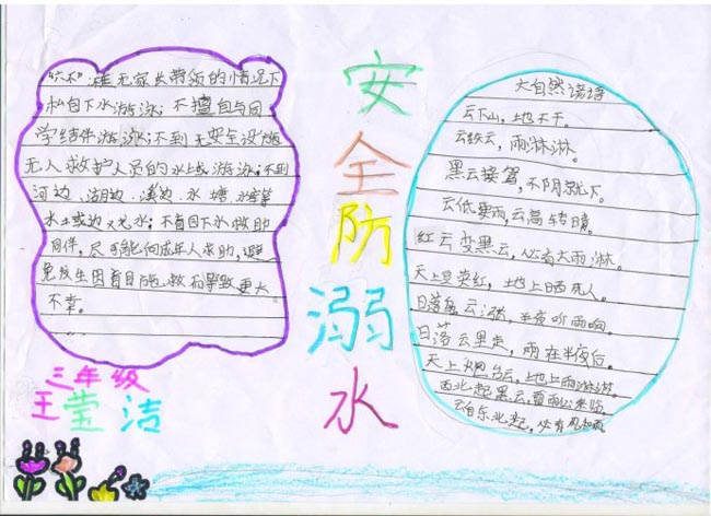 防溺水水彩铅手抄报版面设计图5图片1