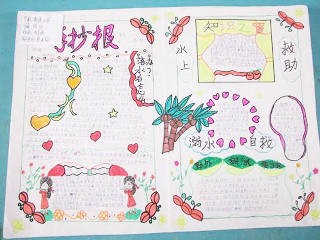 防溺水水彩铅手抄报版面设计图7