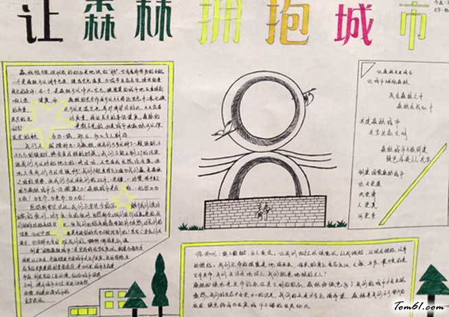 让森林走进城市手抄报版面设计图2图片1