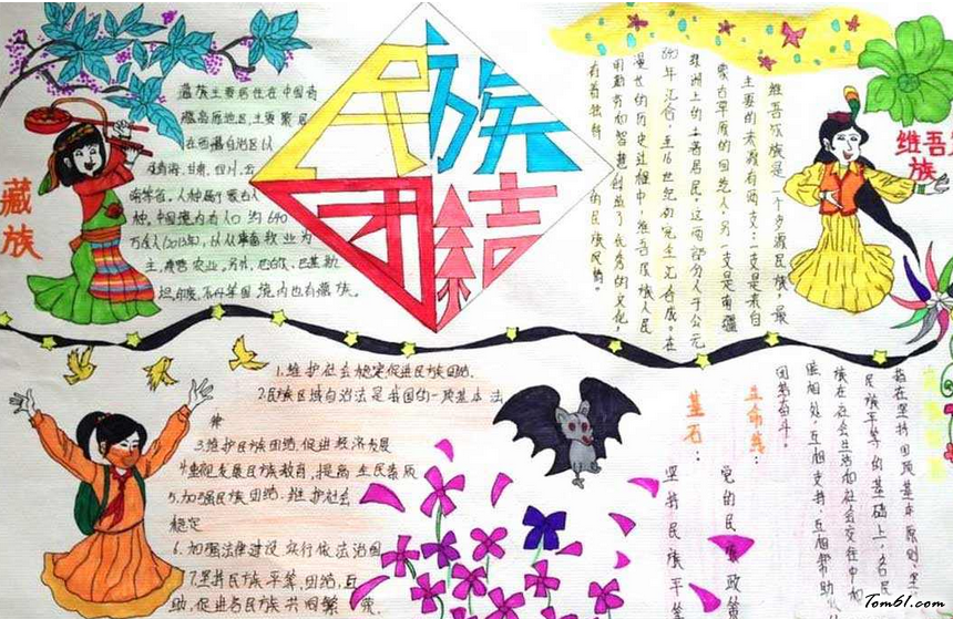 民族团结手抄报版面设计图5图片1