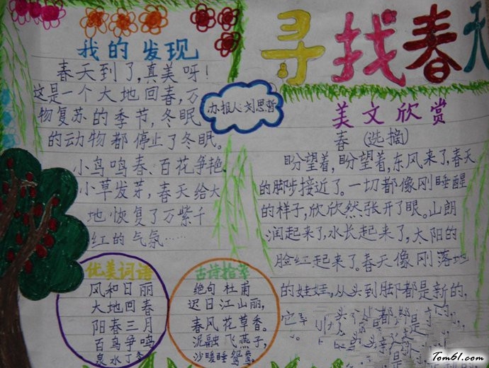 美丽春天手抄报版面设计图图片1