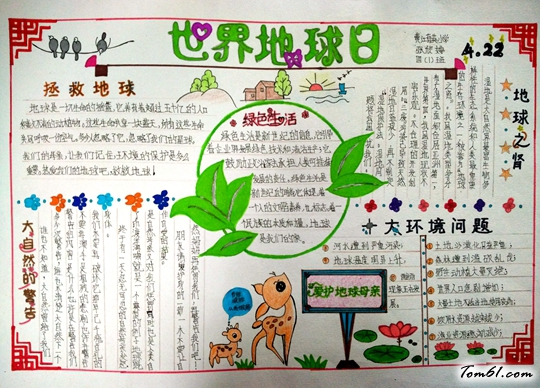 2016世界地球日手抄报版面设计图3图片1