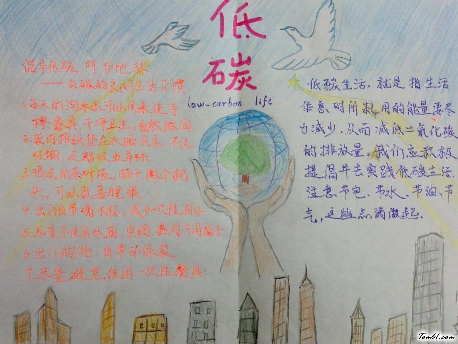 倡导低碳呵护地球手抄报版面设计图图片1