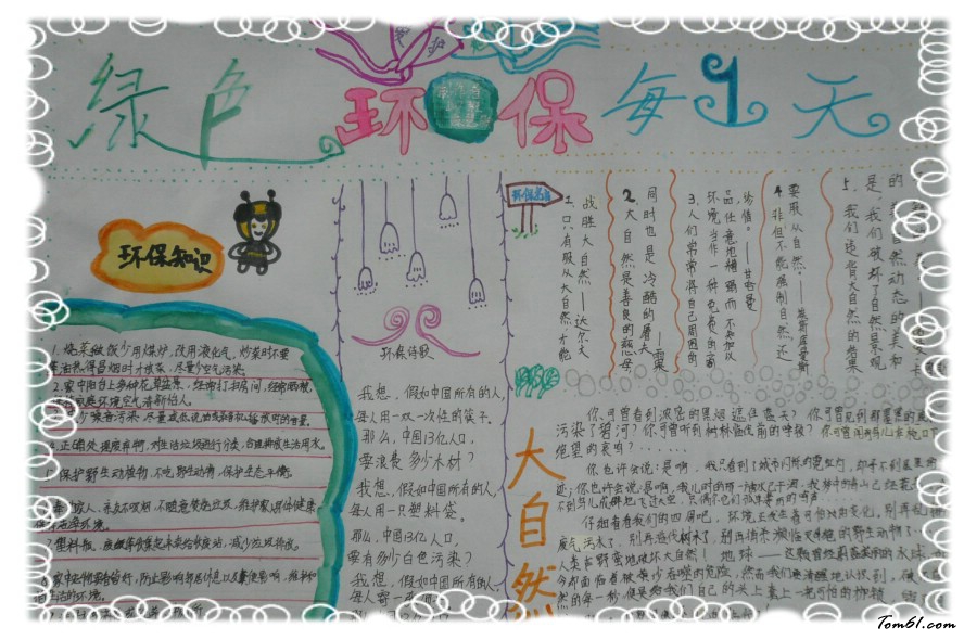 儿童节约环保手抄报版面设计图图片1