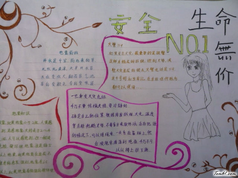 小学生安全手抄报版面设计图8图片1