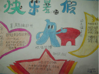 小学生快乐暑假手抄报版面设计图