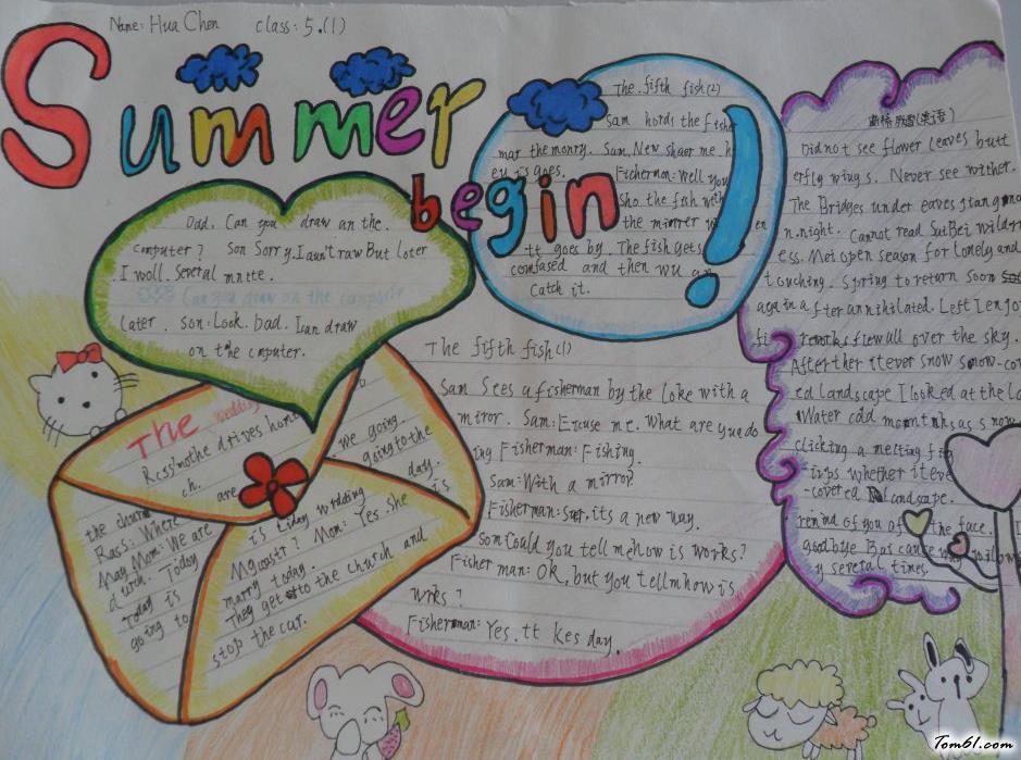 夏天的英语手抄报版面设计图图片1