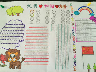 文明和谐友善手抄报版面设计图