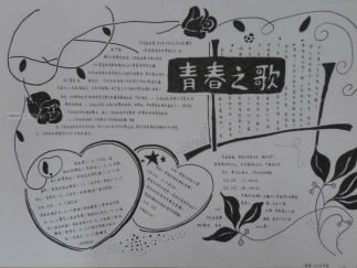 青春之歌五四青年节黑白手抄报版面设计图