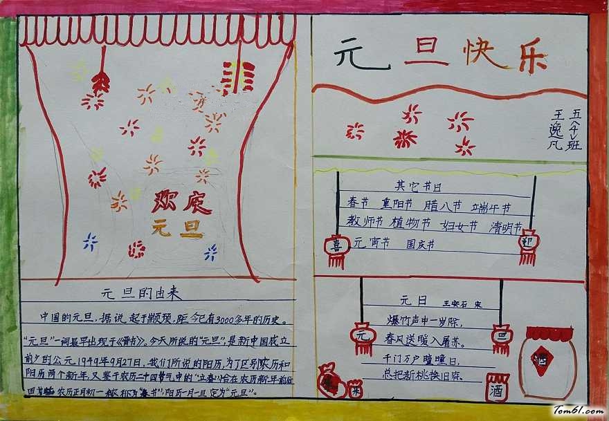 喜迎元旦手抄报版面设计图4