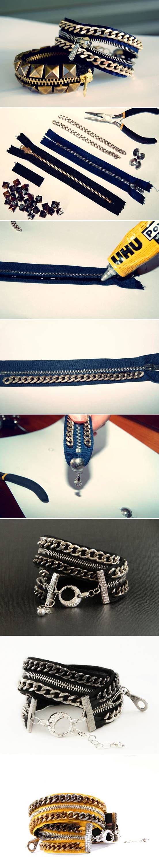 拉链个性手镯的编法和编织教程图片1