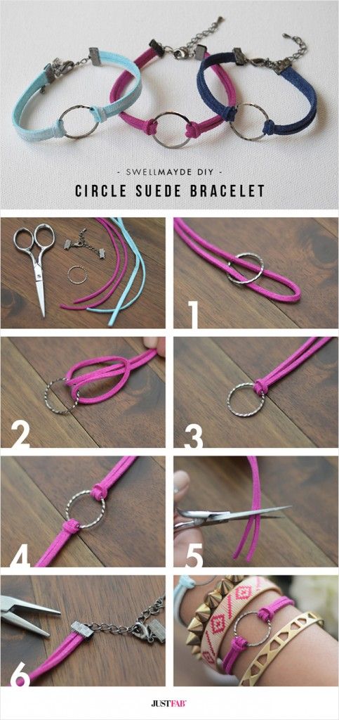 圆形绒面革手链的编法和编织教程图片1