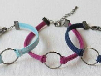 圆形绒面革手链的编法和编织教程