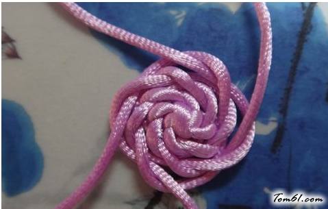 吉祥结玫瑰花的编法和编织教程图片8