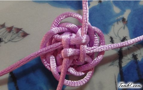 吉祥结玫瑰花的编法和编织教程图片10