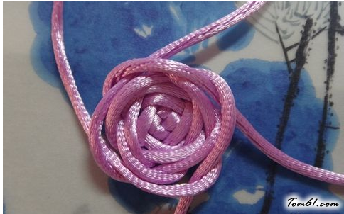 吉祥结玫瑰花的编法和编织教程图片7
