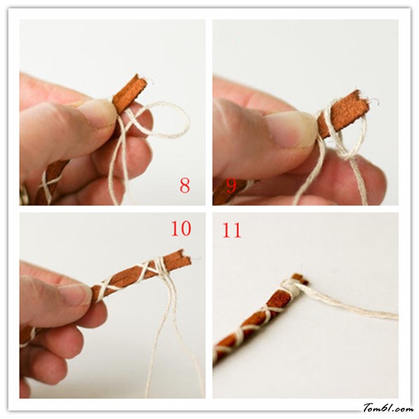 野性牛皮个性手链的编法和编织教程图片4
