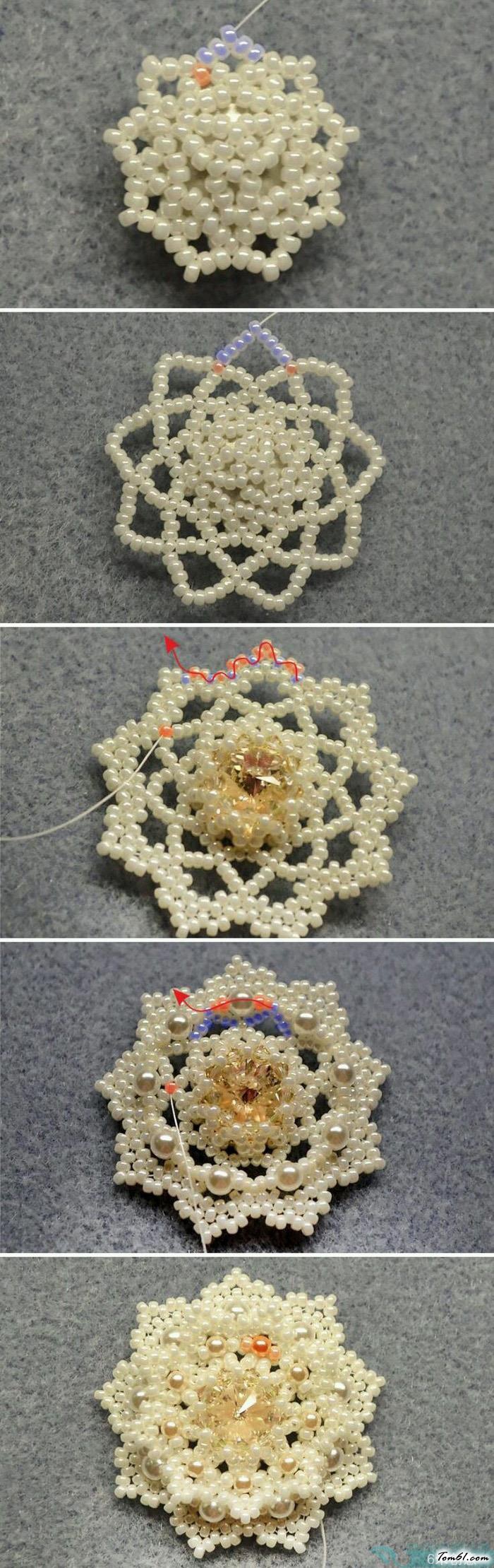 串珠胸花的编法和编织教程图片2