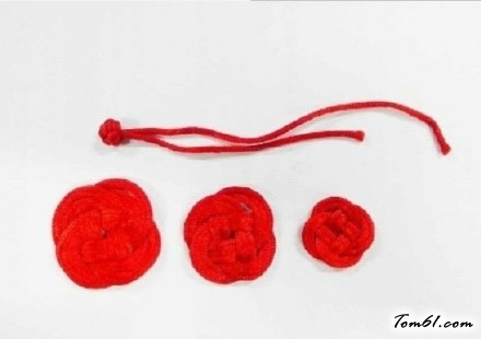 双线结玫瑰花的编法和编织教程图片7