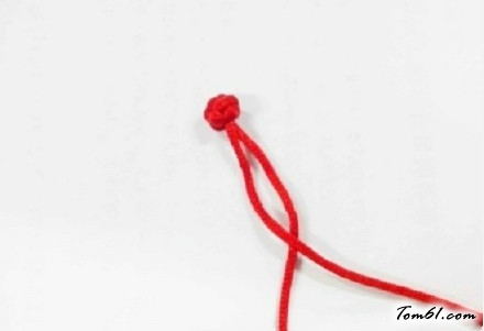 双线结玫瑰花的编法和编织教程图片8