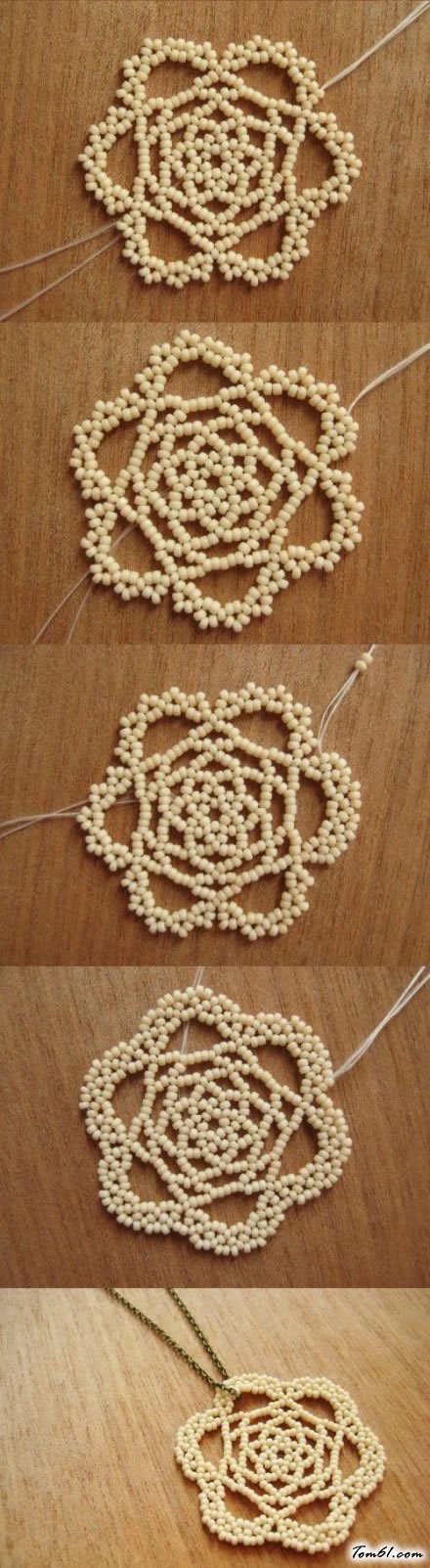 牡丹花串珠项链的编法和编织教程图片6