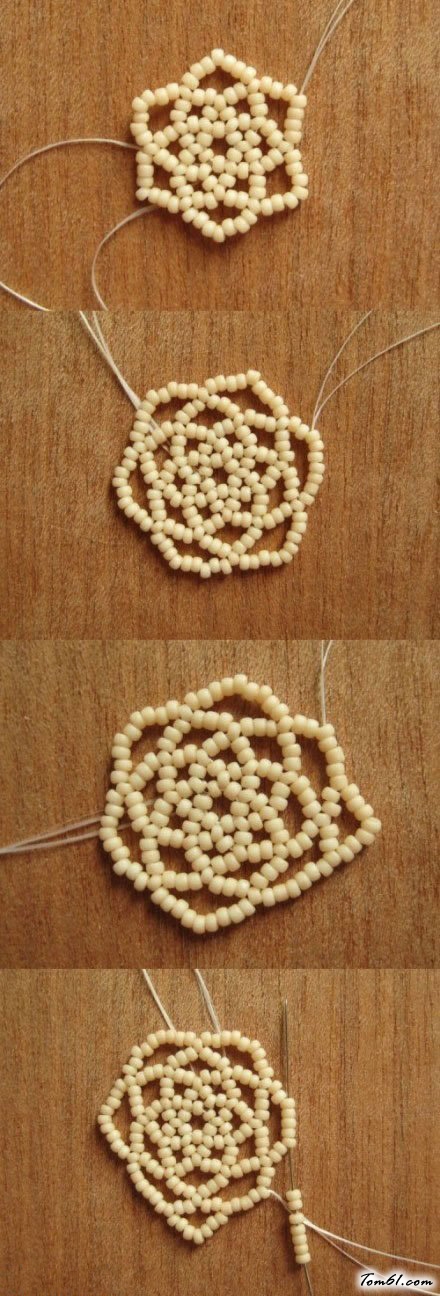 牡丹花串珠项链的编法和编织教程图片4