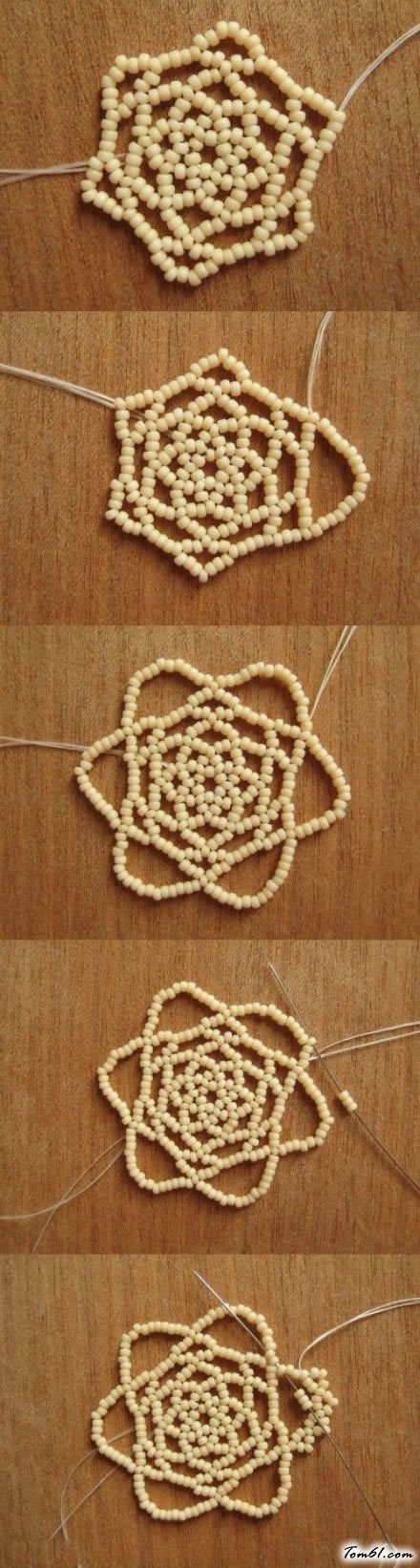 牡丹花串珠项链的编法和编织教程图片5