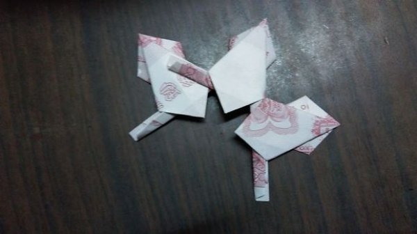 莲花折纸步骤 纸币五瓣莲图片14