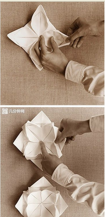 简单的折纸大全图解-莲花包纸图片3