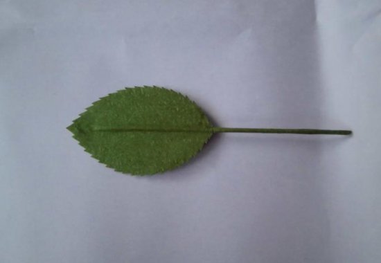 纸玫瑰叶子的折法承托红花的绿叶图片8
