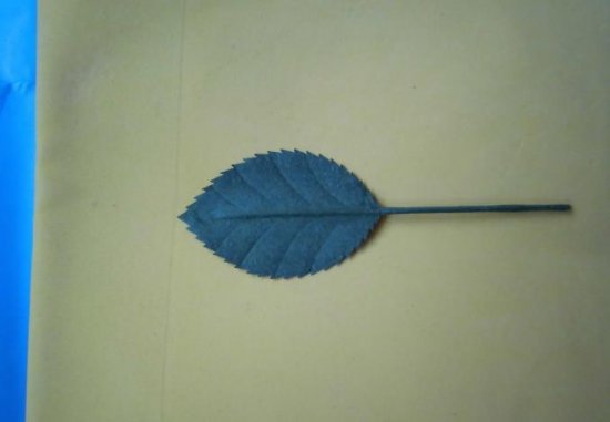 纸玫瑰叶子的折法承托红花的绿叶图片7