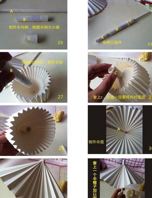 江南油纸伞,纸伞手工折纸教程图解图片5
