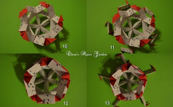 五角星花球怎么折，花球折纸图解教程图片14