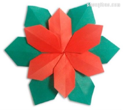 折纸一品红花朵折法 手工折纸一品红花图解图片1