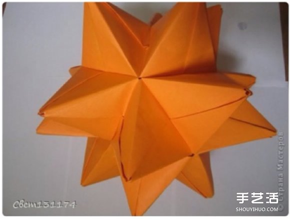 手工立体花球折纸图解 俄罗斯花球的折法图片18