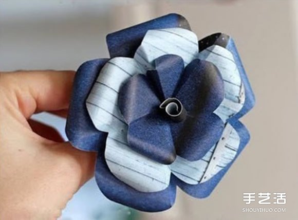 卡纸折花的方法图解 手工卡纸花朵的做法教程图片6