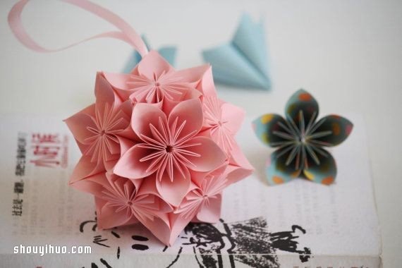 纸樱花球的折法图解 折纸樱花球的方法教程图片9