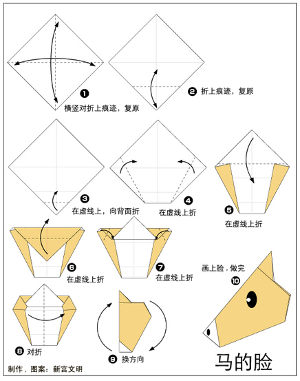 小马脸折纸图解与方法教程