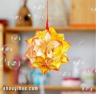 手工折纸制作漂亮花球 纸花球做法图解教程图片1