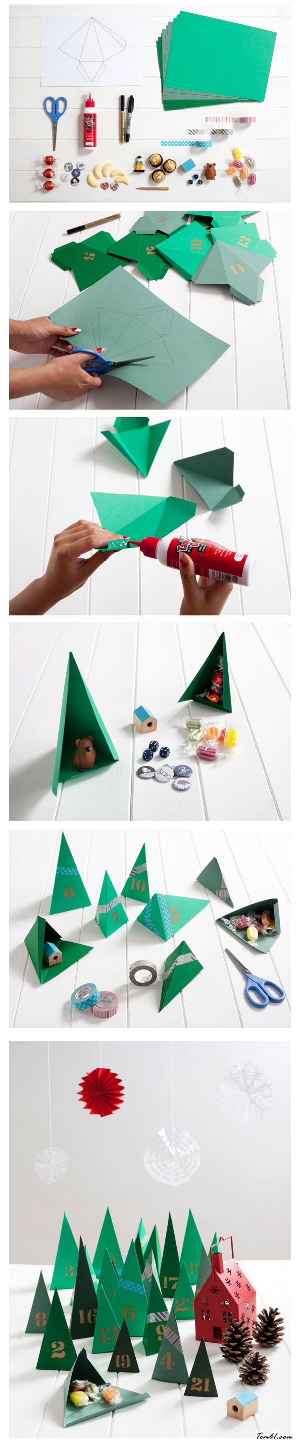 圣诞礼物包装盒组合的折纸图解与方法教程图片2