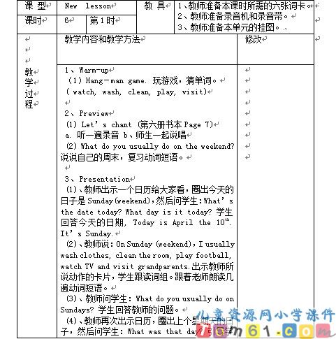 人教版小学英语六年级下册教案11
