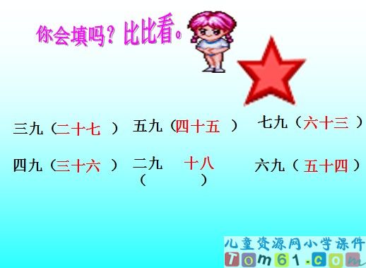 9的乘法口诀