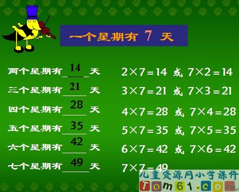 7的乘法口诀